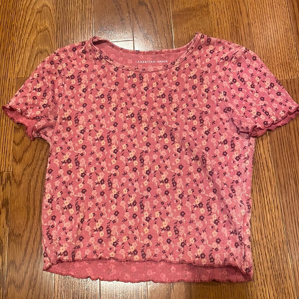 Pink Floral Cropped Tee